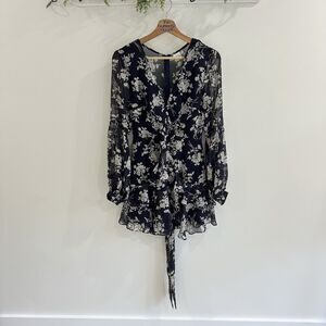 Selfie Leslie Navy Deep Plunge Mini Dress Size S